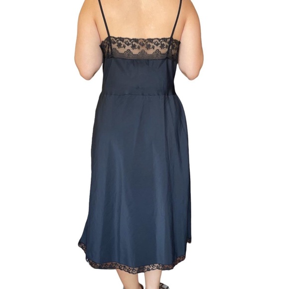 VINTAGE 1950s/60s BARBIZON BLACK ACCOLADE LACE SLIP DRESS size medium - Picture 3 of 6